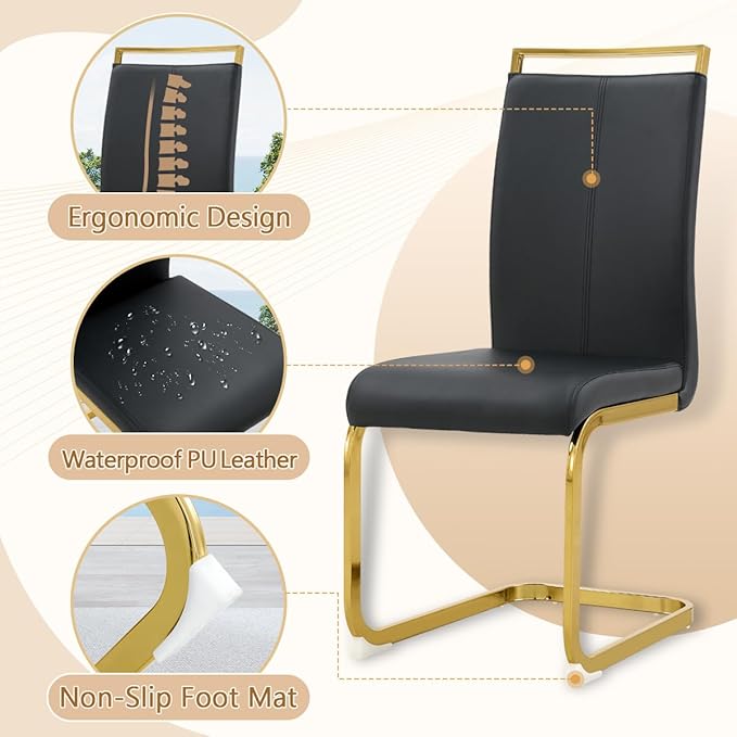 Dining Chairs Set of 2, Faux Leather Dining Chairs - Image 6