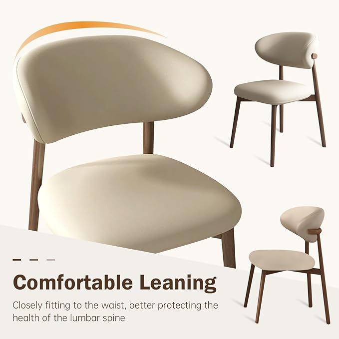 Upholstered Dining Chairs Set of 2, Mid Century Modern Kitchen Chairs - Image 3