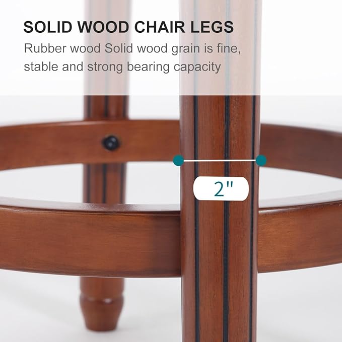 Cow top Leather Wooden Bar Stools, 360 Degree Swivel Bar Height Chair - Image 6