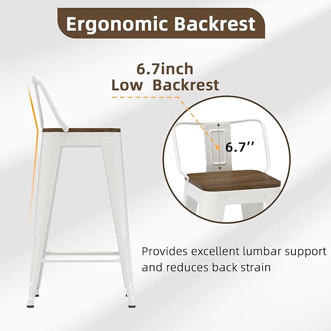 24 Inch Swivel Bar Stools Set of 4, Counter Height Bar Stools - Image 4