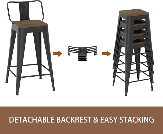 24 Inch Swivel Bar Stools Set of 4, Counter Height Bar Stools - Image 6