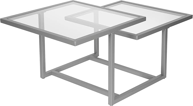 Henn&Hart 43" Wide Square Coffee Table in Nickel, Modern coffee tables - Image 4