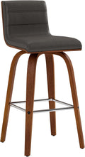 Armen Living Vienna 26" Counter Height Swivel Grey Faux Leather and Walnut Wood by ArmenLiving