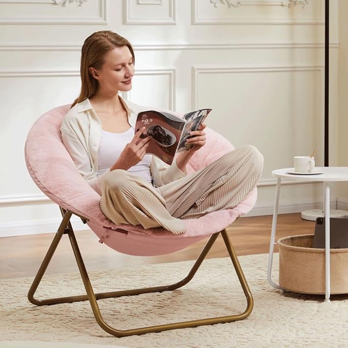 Comfortable Cozy Faux Fur Disc Chair Foldable Feature - Image 7