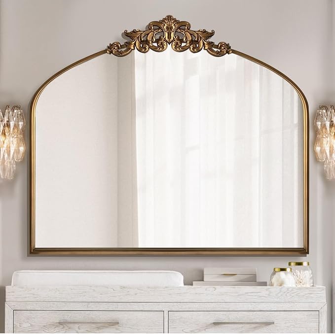 WAMIRRO Ornate Gold Mirror, Vintage Arched Baroque Antique Mirorrs - Image 2