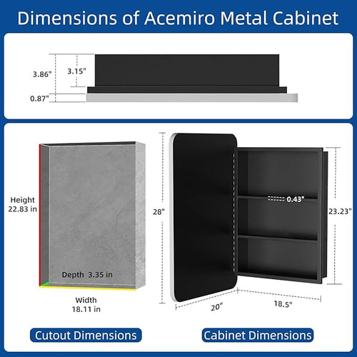 20x28 Inch Brushed Silver Recessed Medicine Cabinet - Image 2