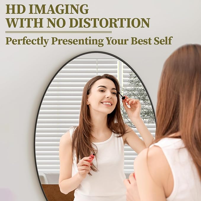 Koonmi Black Oval Bathroom Mirror, Oval Mirror - Image 3