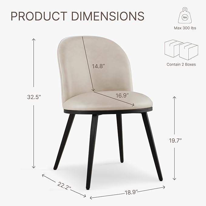 Dining Chairs Set of 6, Faux Leather Upholstered Dining Room Chairs - Image 2
