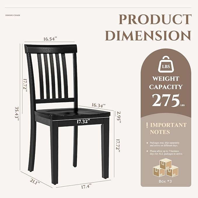COLAMY Wooden Dining Room Chairs Set of 6, Spindle High Back Windsor Kitchen - Image 3