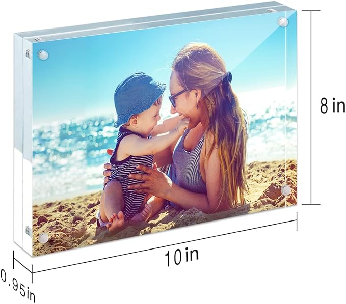 HELPLEX Acrylic Frames, 2 Pack 8x10, 24mm Thicker Frameless Clear Frame - Image 3
