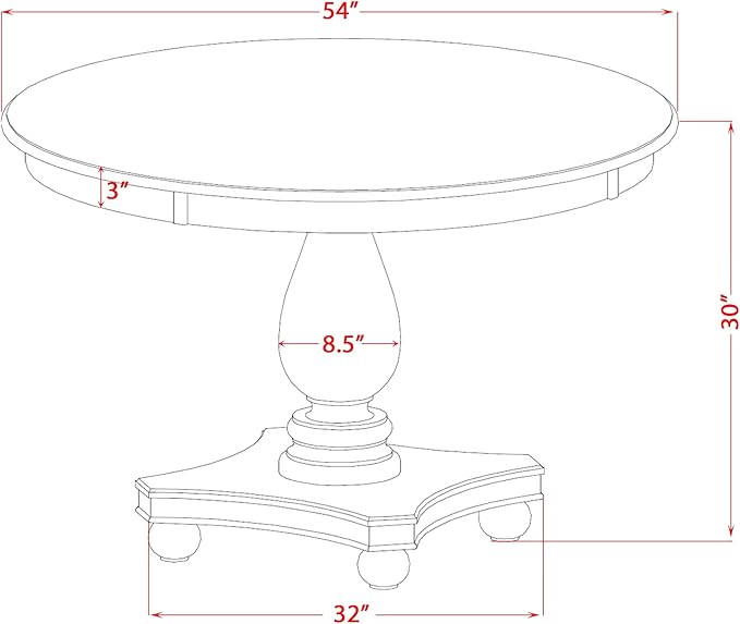 F2MZ7-50N-04 7-Pc Wooden Dining Set Includes a Pedestal Table and 6 Light Tan - Image 14