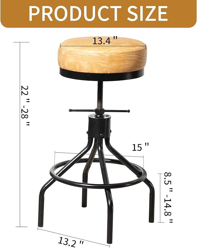 Swivel Bar Stools Set of 2 Adjustable Swivel Round Barstools Modern PU Leather - Image 3
