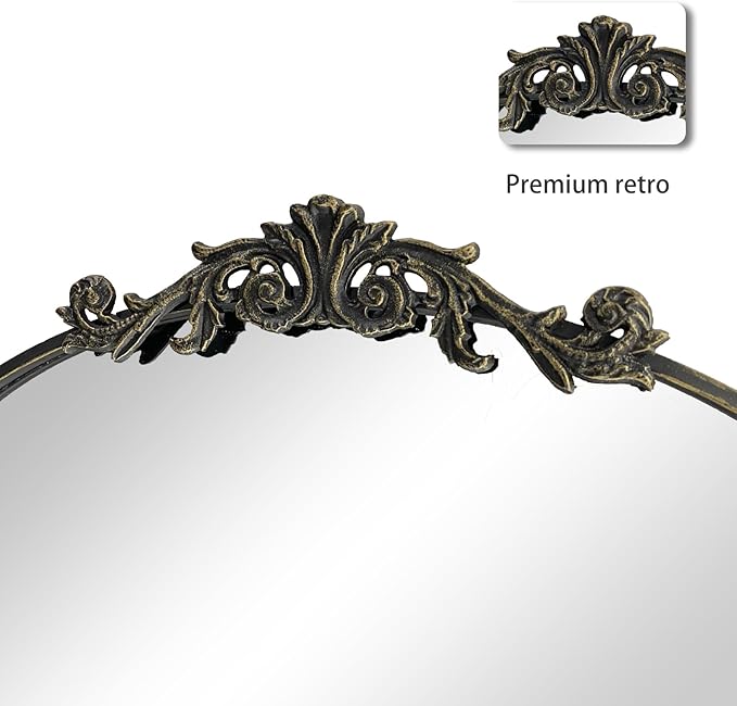 WAMIRRO Ornate Black Mirror, Vintage Arched Baroque Antique Mirorrs - Image 5