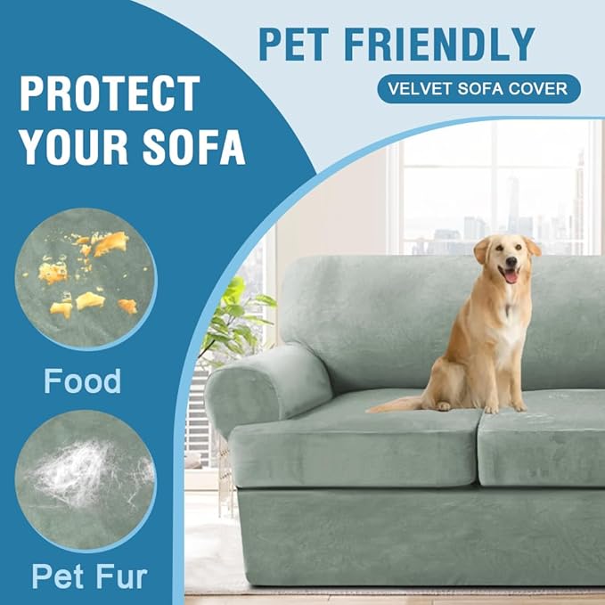 H.VERSAILTEX Sofa Cover 4 Piece T Cushion Sofa Slipcovers Thick Velvet Couch - Image 7