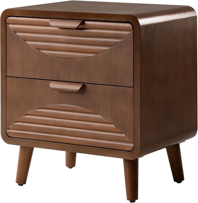 COSIEST Modern Storage Cabinet 2 Drawer, Walnut Accent Cabinet, Sideboard Buffet - Image 7