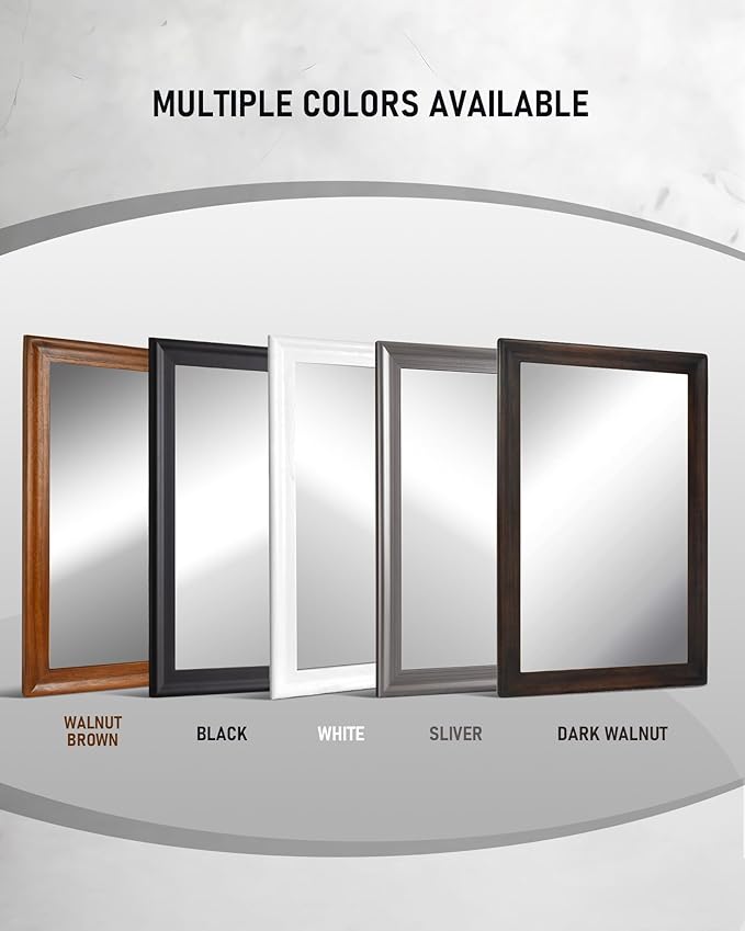 CULER White Wood Wall Mirror for Bathroom, Rectangle 20 x 30 inch Hanging - Image 5