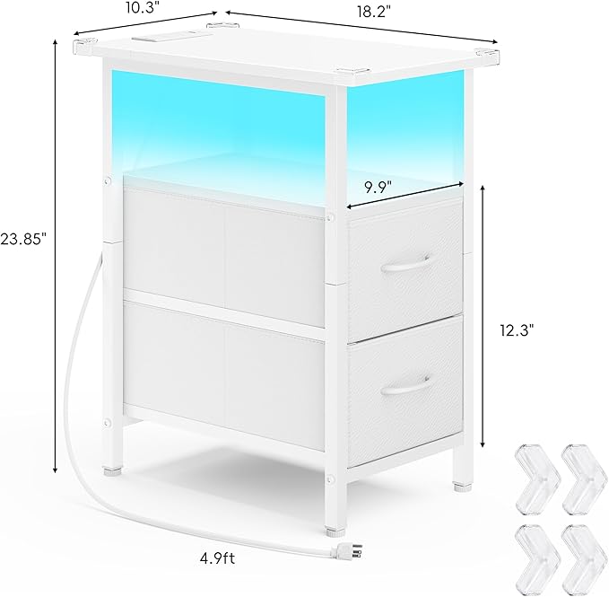 Vagusicc Set of 2 White Nightstand - Image 3