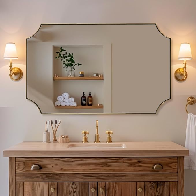 ANDY STAR Gold Scalloped Rectangle Mirror, 24x40 Inch Rectangle Bathroom Mirror - Image 7