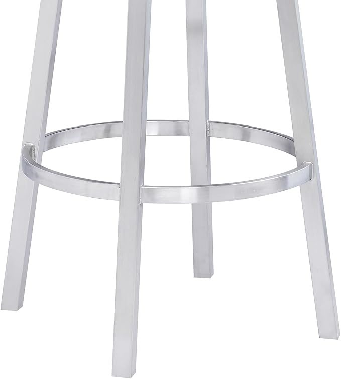 Armen Living Titana 30" Bar Height Swivel Grey Faux Leather and Brushed - Image 8