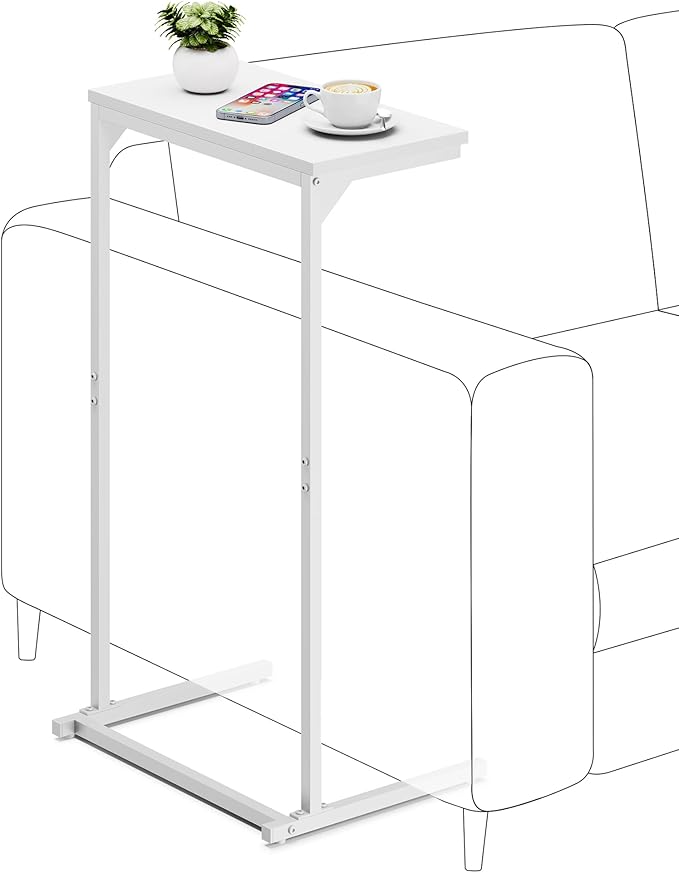 TUTOTAK C Shaped End Table, Small Side Table, 28.7 inch Tall Couch Table - Image 4