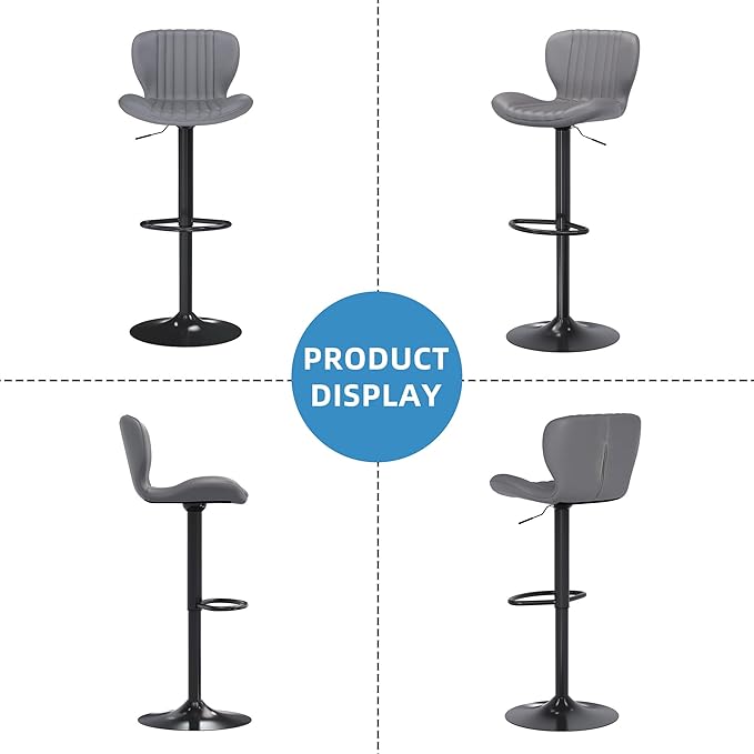 Shintenchi Bar Stools Set of 2 Modern Swivel Bar Chairs, Counter Height Faux - Image 7