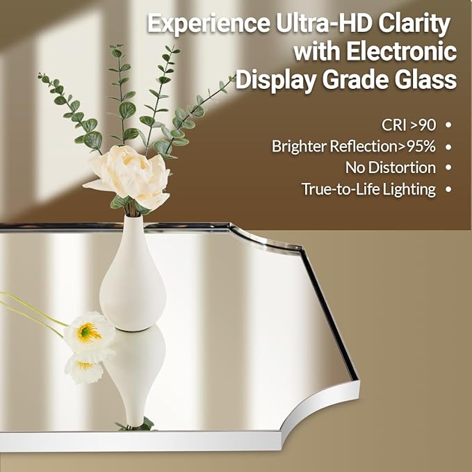ANDY STAR 30x40 Inch Chrome Mirror, Scalloped Bathroom Mirror, Polished Chrome - Image 4