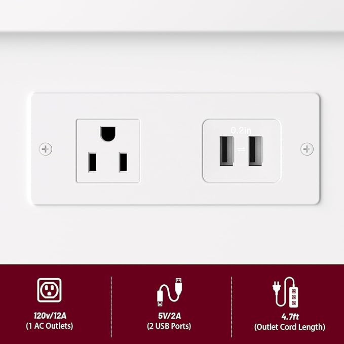 Side Table with Charging Station and Drawer, Narrow End Table with USB Ports - Image 6