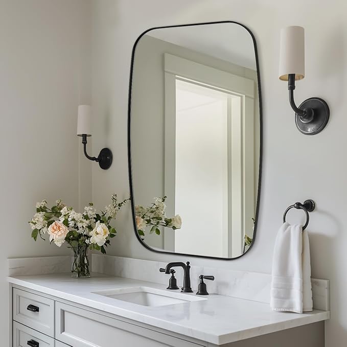 ANDY STAR Black Oblong Mirror, 32x40 Inch Black Oval Mirror - Image 2