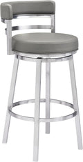 Armen Living Madrid 26" Counter Height Swivel Modern Gray Faux Leather and by ArmenLiving