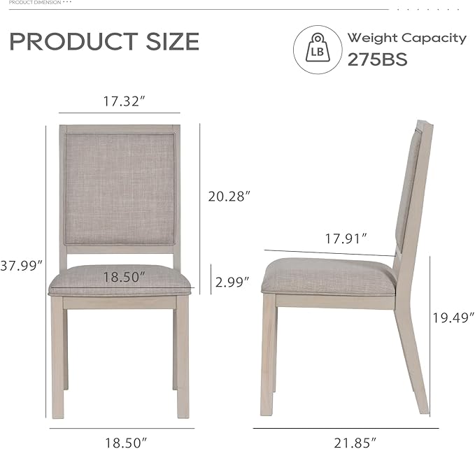COLAMY Wood Dining Chairs Set of 6, Mid Century Modern Upholstered Kitchen - Image 3