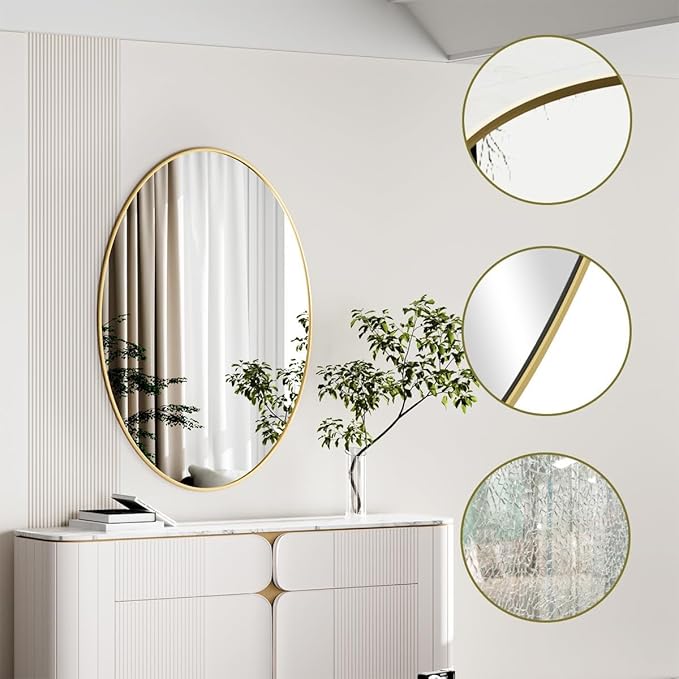 Koonmi Gold Oval Bathroom Mirror, Oval Mirror - Image 4