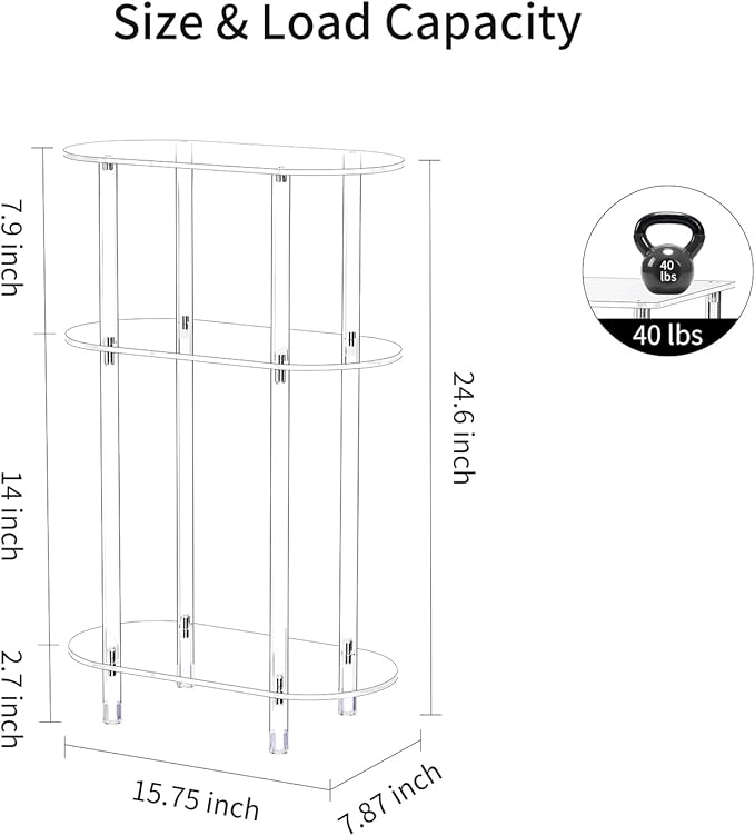Clear Acrylic Narrow Side Table Set of 2 - Image 3