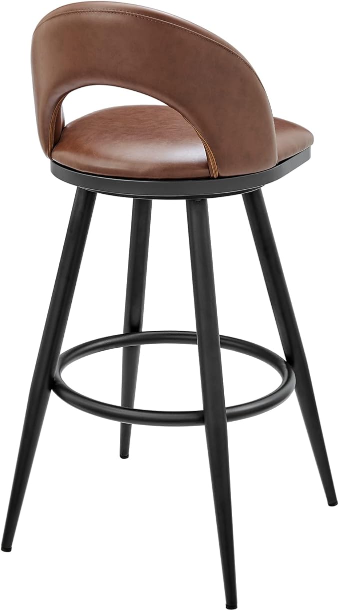 Armen Living Charlotte Swivel Bar Stool in Black Metal - Image 6