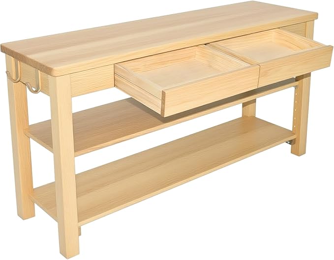 Wood Shoe Bench Entryway with Drawer: 2-Tiers Wooden Storage Shoe Rack with - Image 8