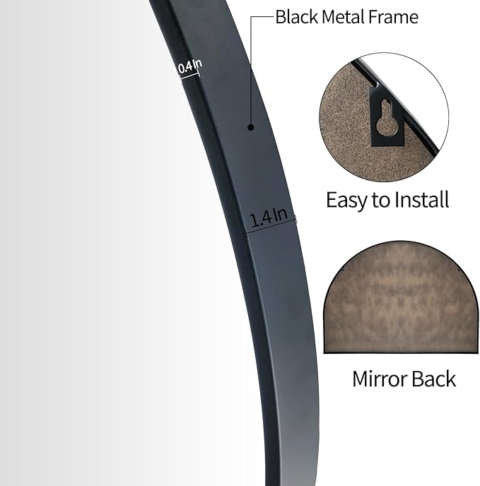 WAMIRRO Big Black Arched Mirror - Image 3