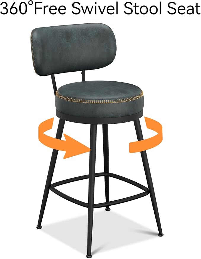 Counter Height Bar Stools, Faux Leather Kitchen Counter Stools - Image 9