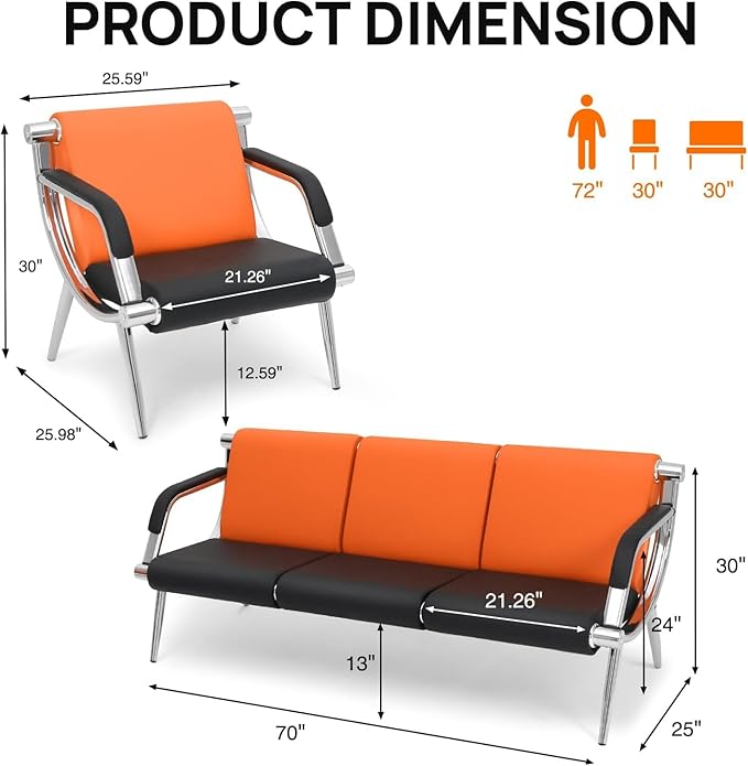 wonline 4 Seat Waiting Room Chair - Image 3