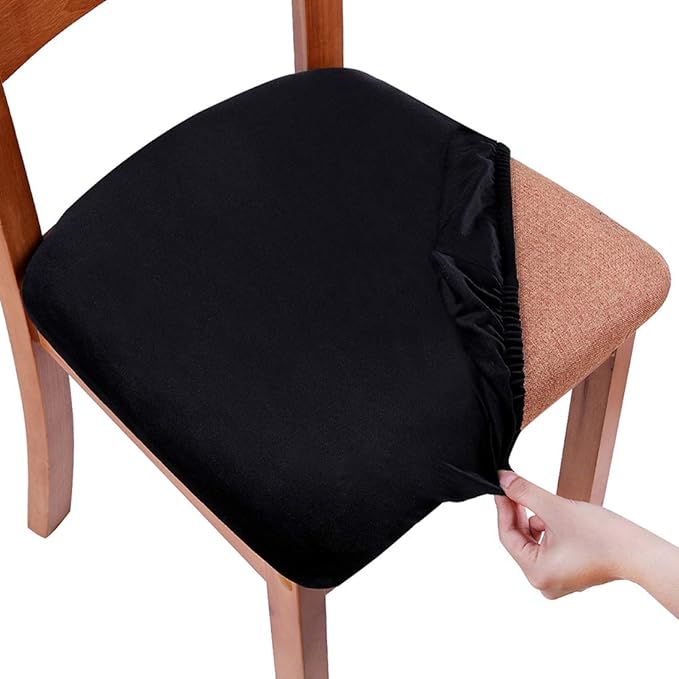 Smiry Velvet Seat Covers for Dining Room Chair Set of 6, Stretch Fit Removable by Smiry