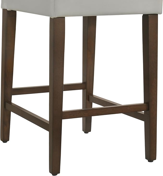 CHITA Counter Height Bar Stools Set of 2, PU Leather in Creamy Grey - Image 7