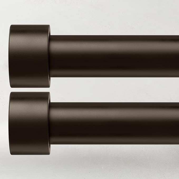2 Pack Curtain Rods for Windows 72 to 144 Inch, 1 Inch Bronze Curtain Rods Set by TimeForest
