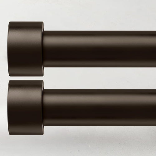 2 Pack Curtain Rods for Windows 72 to 144 Inch, 1 Inch Bronze Curtain Rods Set by TimeForest