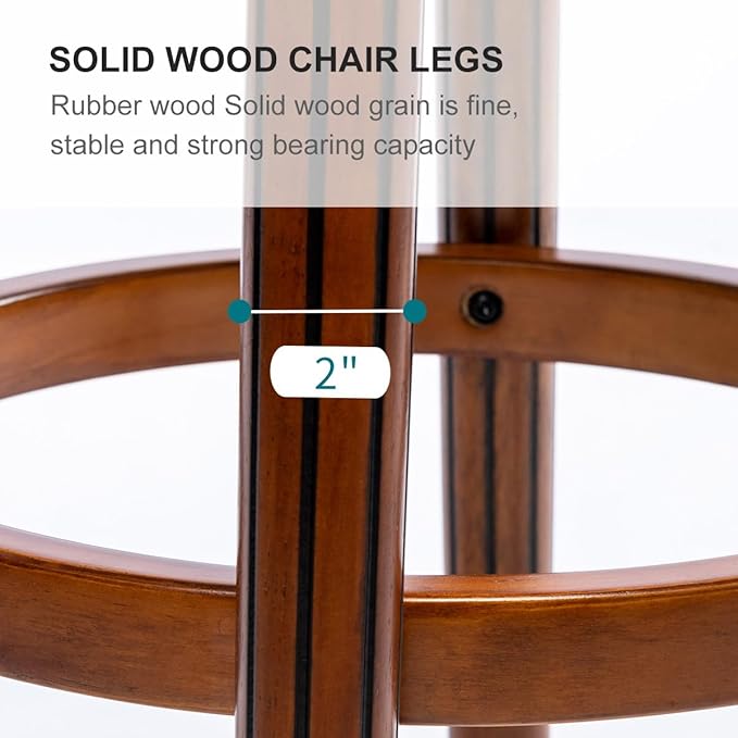 Cow top Leather Wooden Bar Stools, 180 Degrees Swivel Barstools Chair - Image 8