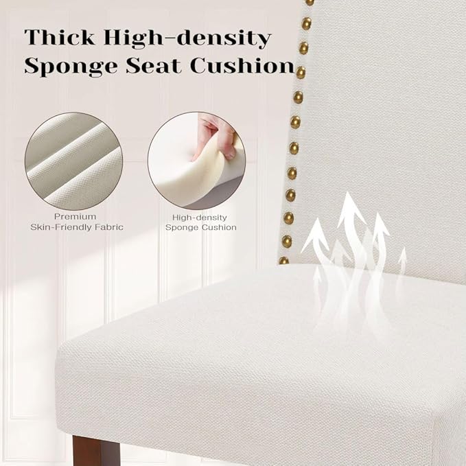 Kitchen Chairs Set of 6 Modern Upholstered Fabric Seat - Image 4