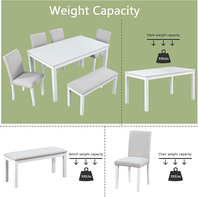 KEIKI 6-Piece Standard Height Dining Table Set - Image 7