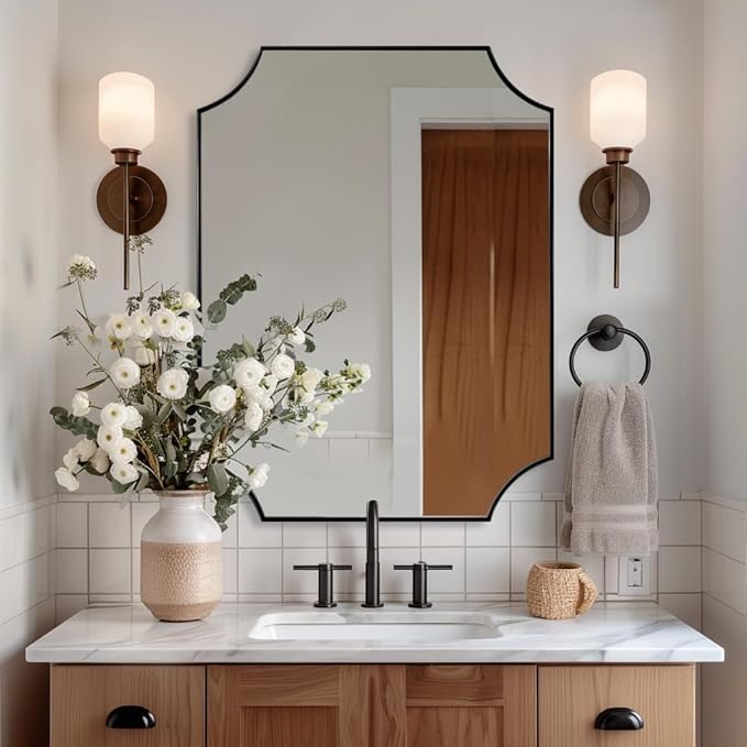 ANDY STAR 30x40 Inch Bathroom Mirror, Unique Rectangle Wall Mirror, Matte Black - Image 2