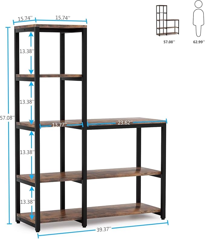 Tribesigns 5-Tier Bookshelf, Ladder Corner Bookshelves Etagere Bookcase - Image 2