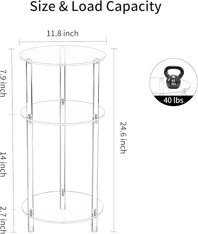 Clear Round Acrylic Side Table Set of 2 - Image 3
