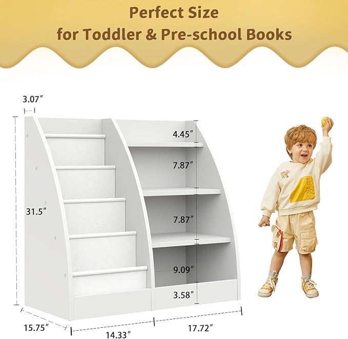 4 Tier Kids Bookshelf, 4 Layer Sling Kids Book Shelf - Image 6