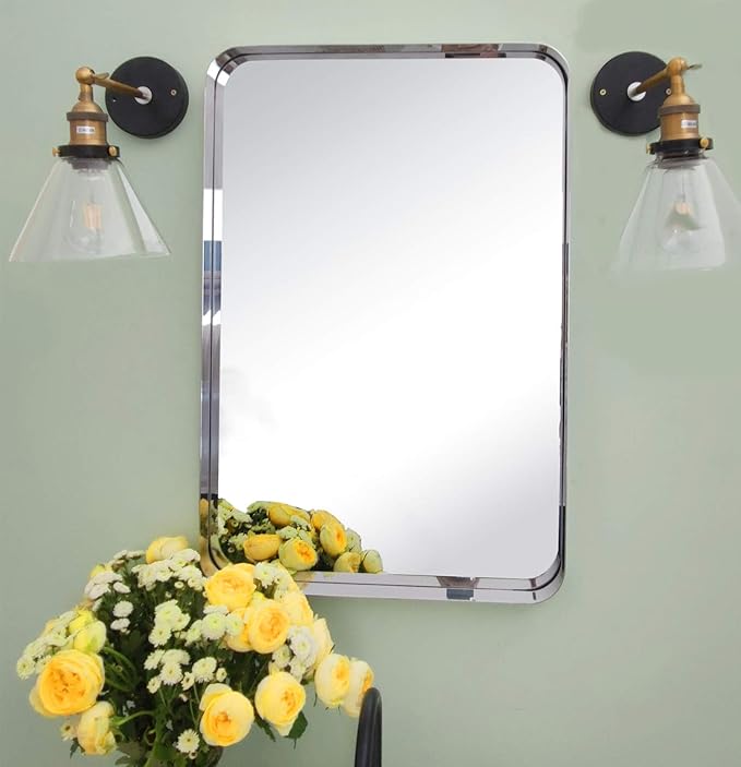 TEHOME 20x30 inch Chrome Metal Framed Bathroom Mirror - Image 5