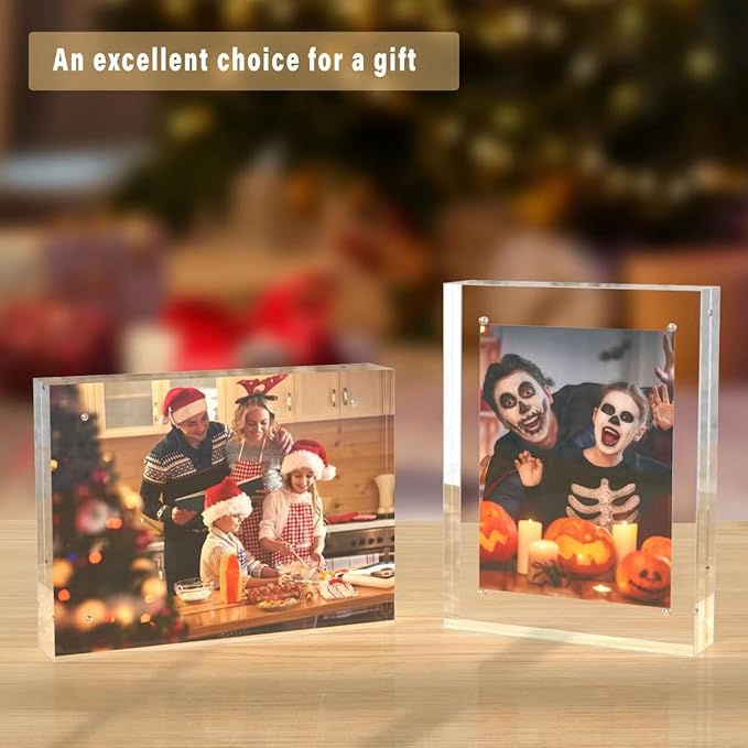 HELPLEX 5 Pack 8x10 Acrylic Picture Frames, 20mm Thicker Frameless Clear Frame - Image 7